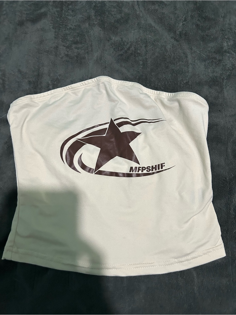 Cream Strapless Top with Star Graphic
